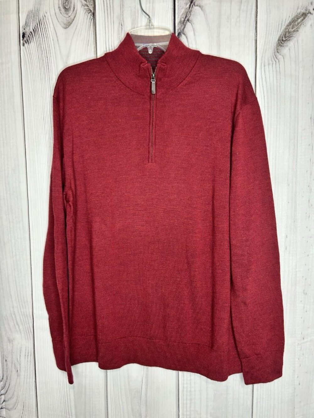 UNTUCKit Belguardo Sweater Mens Sz XL Maroon Red Merino Wool Quarter Zip 31811